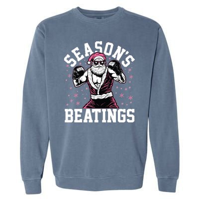 Funny Christmas Seasons Beatings Mma Boxing Santa Claus Garment-Dyed Sweatshirt