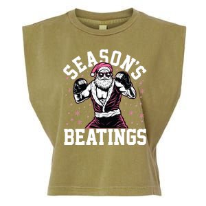 Funny Christmas Seasons Beatings Mma Boxing Santa Claus Garment-Dyed Women's Muscle Tee