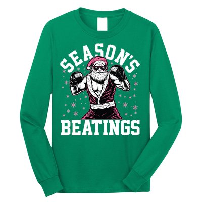 Funny Christmas Seasons Beatings Mma Boxing Santa Claus Long Sleeve Shirt