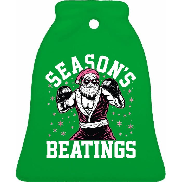 Funny Christmas Seasons Beatings Mma Boxing Santa Claus Ceramic Bell Ornament