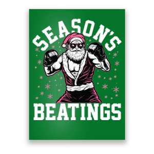 Funny Christmas Seasons Beatings Mma Boxing Santa Claus Poster