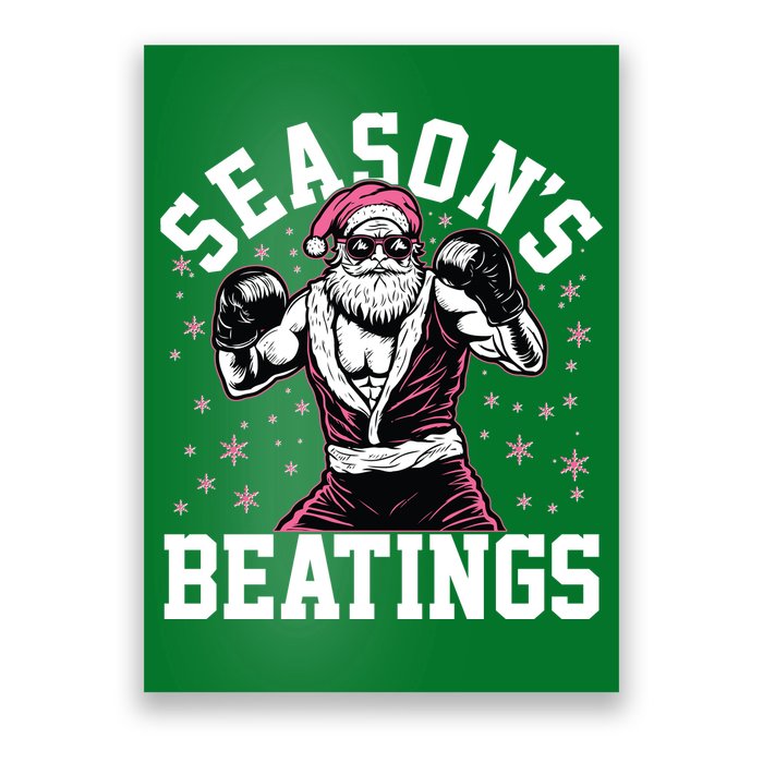 Funny Christmas Seasons Beatings Mma Boxing Santa Claus Poster