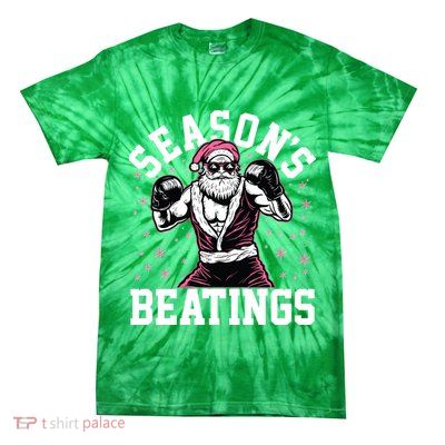 Funny Christmas Seasons Beatings Mma Boxing Santa Claus Tie-Dye T-Shirt