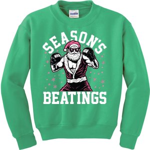 Funny Christmas Seasons Beatings Mma Boxing Santa Claus Kids Sweatshirt