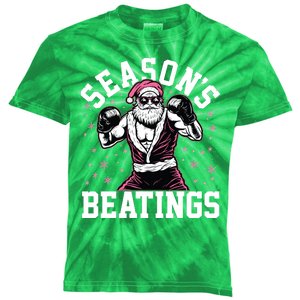 Funny Christmas Seasons Beatings Mma Boxing Santa Claus Kids Tie-Dye T-Shirt