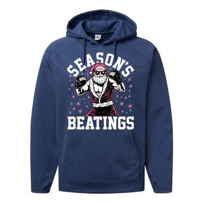 Funny Christmas Seasons Beatings Mma Boxing Santa Claus Performance Fleece Hoodie