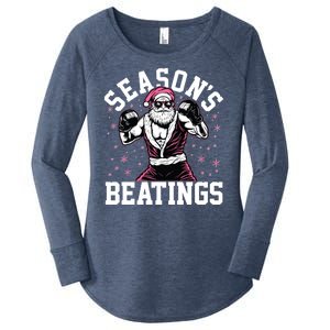 Funny Christmas Seasons Beatings Mma Boxing Santa Claus Women's Perfect Tri Tunic Long Sleeve Shirt