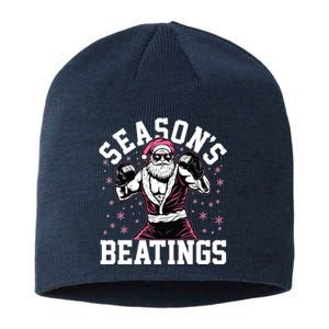 Funny Christmas Seasons Beatings Mma Boxing Santa Claus Sustainable Beanie