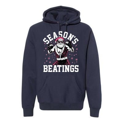 Funny Christmas Seasons Beatings Mma Boxing Santa Claus Premium Hoodie