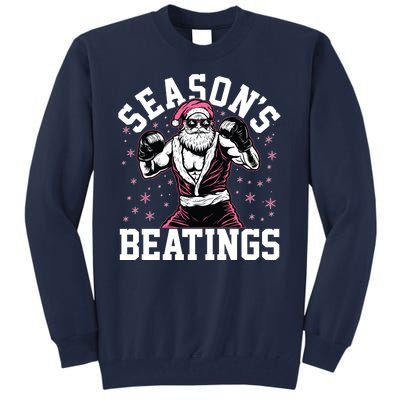 Funny Christmas Seasons Beatings Mma Boxing Santa Claus Tall Sweatshirt