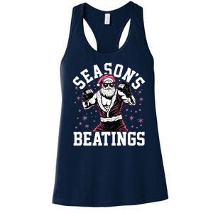 Funny Christmas Seasons Beatings Mma Boxing Santa Claus Women's Racerback Tank