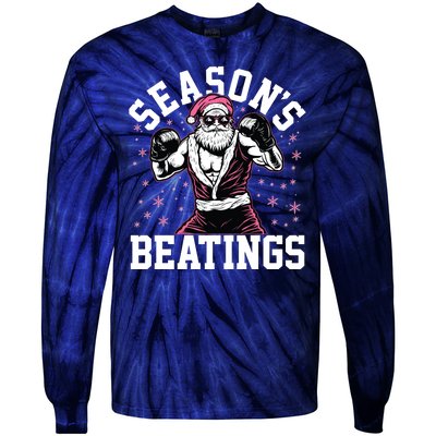 Funny Christmas Seasons Beatings Mma Boxing Santa Claus Tie-Dye Long Sleeve Shirt