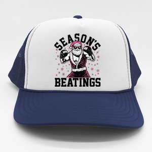 Funny Christmas Seasons Beatings Mma Boxing Santa Claus Trucker Hat