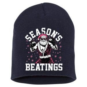 Funny Christmas Seasons Beatings Mma Boxing Santa Claus Short Acrylic Beanie