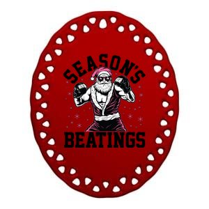 Funny Christmas Seasons Beatings Mma Boxing Santa Claus Ceramic Oval Ornament