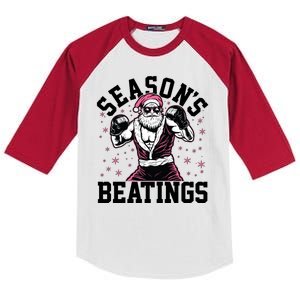 Funny Christmas Seasons Beatings Mma Boxing Santa Claus Kids Colorblock Raglan Jersey