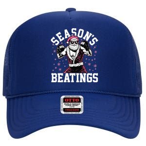 Funny Christmas Seasons Beatings Mma Boxing Santa Claus High Crown Mesh Back Trucker Hat