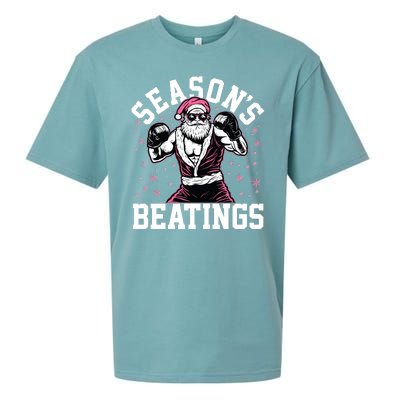 Funny Christmas Seasons Beatings Mma Boxing Santa Claus Sueded Cloud Jersey T-Shirt