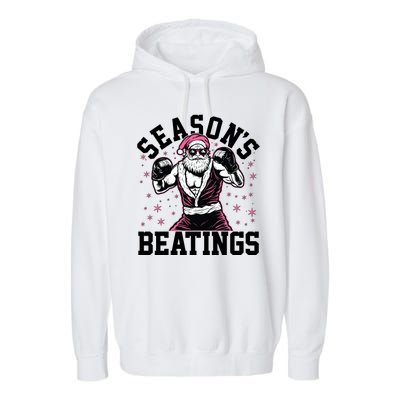 Funny Christmas Seasons Beatings Mma Boxing Santa Claus Garment-Dyed Fleece Hoodie