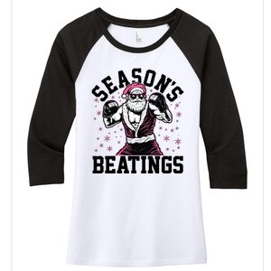 Funny Christmas Seasons Beatings Mma Boxing Santa Claus Women's Tri-Blend 3/4-Sleeve Raglan Shirt