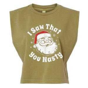 Funny Christmas Santa I Saw That You Nasty Adult Party Gift Garment-Dyed Women's Muscle Tee