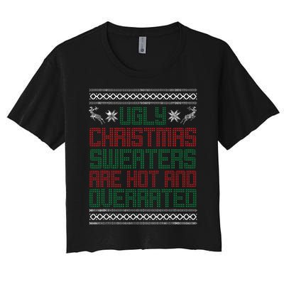 Funny Christmas Shirts For Ugly Sweater Party Women's Crop Top Tee