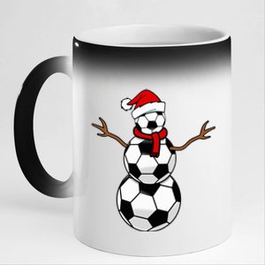 Funny Christmas Soccer Balls Santa Snowman 11oz Black Color Changing Mug