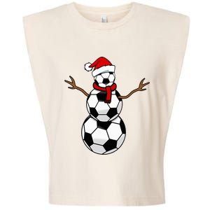 Funny Christmas Soccer Balls Santa Snowman Garment-Dyed Women's Muscle Tee