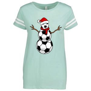 Funny Christmas Soccer Balls Santa Snowman Enza Ladies Jersey Football T-Shirt