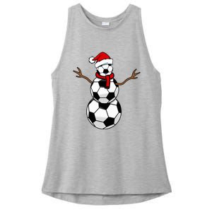 Funny Christmas Soccer Balls Santa Snowman Ladies PosiCharge Tri-Blend Wicking Tank