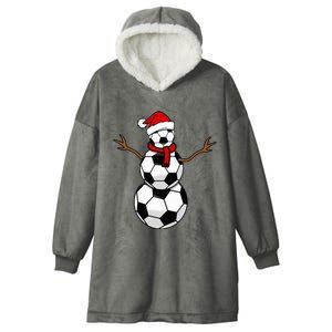 Funny Christmas Soccer Balls Santa Snowman Hooded Wearable Blanket