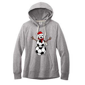 Funny Christmas Soccer Balls Santa Snowman Women's Fleece Hoodie