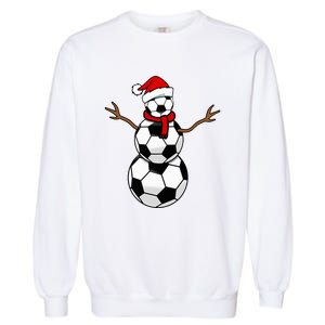 Funny Christmas Soccer Balls Santa Snowman Garment-Dyed Sweatshirt