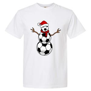 Funny Christmas Soccer Balls Santa Snowman Garment-Dyed Heavyweight T-Shirt