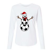 Funny Christmas Soccer Balls Santa Snowman Womens Cotton Relaxed Long Sleeve T-Shirt