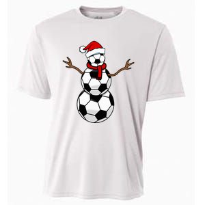 Funny Christmas Soccer Balls Santa Snowman Cooling Performance Crew T-Shirt