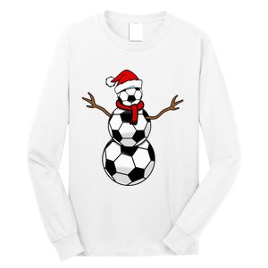 Funny Christmas Soccer Balls Santa Snowman Long Sleeve Shirt