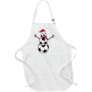 Funny Christmas Soccer Balls Santa Snowman Full-Length Apron With Pockets