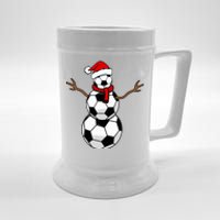 Funny Christmas Soccer Balls Santa Snowman Beer Stein