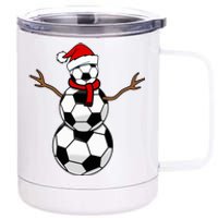 Funny Christmas Soccer Balls Santa Snowman 12 oz Stainless Steel Tumbler Cup