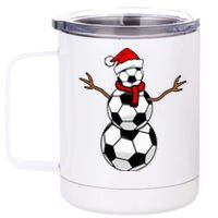 Funny Christmas Soccer Balls Santa Snowman 12 oz Stainless Steel Tumbler Cup