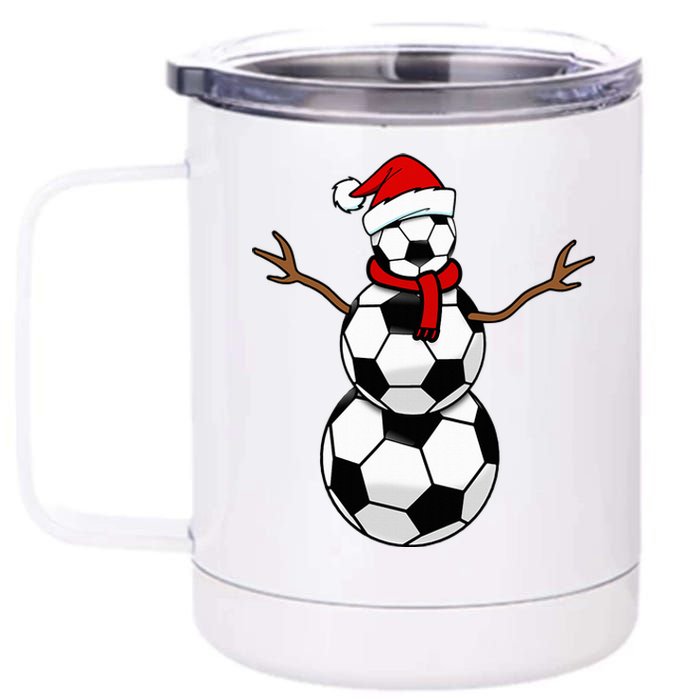 Funny Christmas Soccer Balls Santa Snowman 12 oz Stainless Steel Tumbler Cup