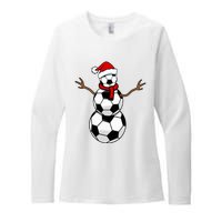 Funny Christmas Soccer Balls Santa Snowman Womens CVC Long Sleeve Shirt