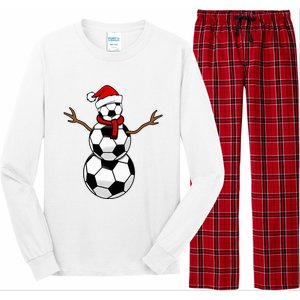 Funny Christmas Soccer Balls Santa Snowman Long Sleeve Pajama Set