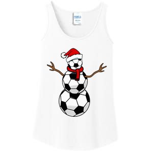 Funny Christmas Soccer Balls Santa Snowman Ladies Essential Tank