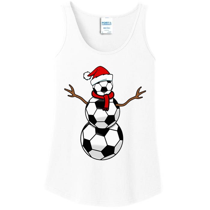 Funny Christmas Soccer Balls Santa Snowman Ladies Essential Tank