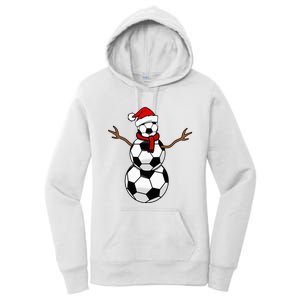 Funny Christmas Soccer Balls Santa Snowman Women's Pullover Hoodie