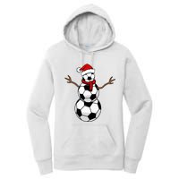 Funny Christmas Soccer Balls Santa Snowman Women's Pullover Hoodie