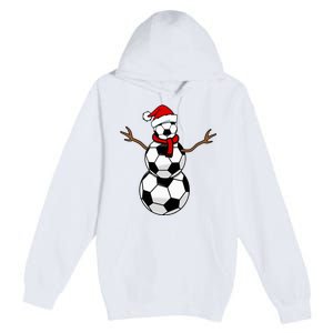 Funny Christmas Soccer Balls Santa Snowman Premium Pullover Hoodie