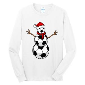 Funny Christmas Soccer Balls Santa Snowman Tall Long Sleeve T-Shirt